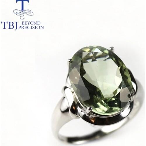 TBJ,10ct natural green amethyst gemstone big ring,natural brazil gemstone jewelry 925 sterling silver fine jewelry for women