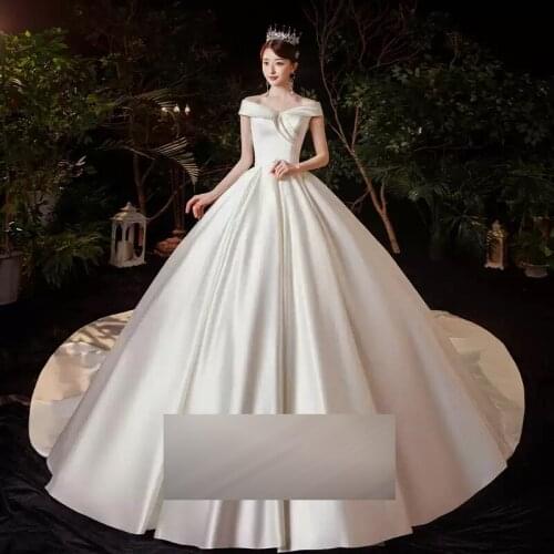 Wedding Dress Vintage V-Neck Short Jersey Lace Up Pleat Floor-Length Backless Luxury White Fashion Elegant Lady Bridal Gown G347