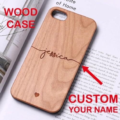 Personalized Custom Text Name Monogram Initials Hard Wood Phone Case For iPhone 12 11 Pro Max 6S XS Max 7 7Plus 8 8Plus 5 X XR