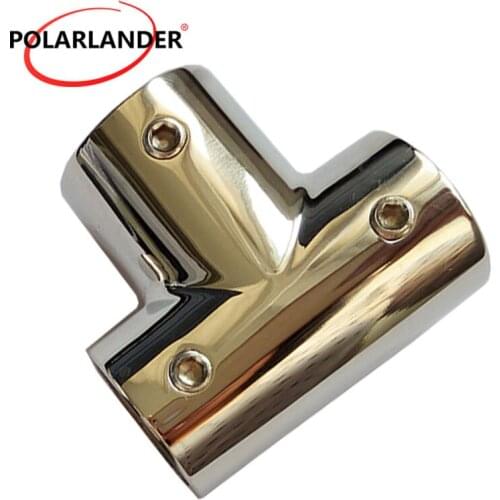 1 PC 1'' 25mm 3 WAY 90 Degree Rail Fittings Tube Tee Tube Stainless Steel Hardware for Boat Marine Yacht