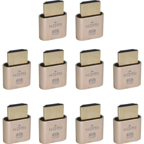 10PCS HDMI-Compatible HDMI Virtual Display Adapter 4K HDMI DDC EDID Dummy Plug Cheat Virtual Plug for Bitcoin Mining