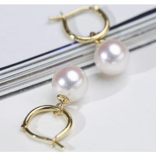 12mm Tahitian white South Sea Shell Pearl Earring 18k gold Aurora Earlobe Fashion Irregular Beautiful jewelry Flawless