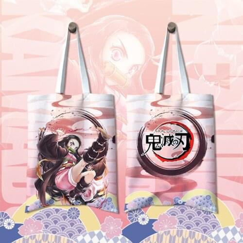 2 types Japan pattern Anime Demon Slayer Kimetsu no Yaiba Kamado Nezuko Kamado Tanjirou Shopping student Shoulder bag Gift
