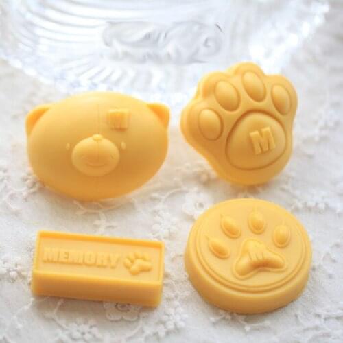 4 pcs bear foot silicone handmade soap cake decoration candle mold
