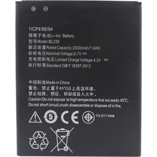 5pcs/lot 2000mAh BL239 Battery for Lenovo A330E A399 A3500 A3500-HV mobile phone battery