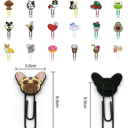 500pcs Cartoon PVC Bookmarks Animal Dog Cactus Avocado Paper Clips Office School Supply Page Holder For Teacher Page Marker Gift
