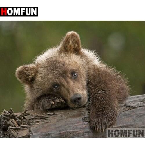 HOMFUN Full Square/Round Drill 5D DIY Diamond Painting "Animal bear" Embroidery Cross Stitch 3D Home Decor Gift A17497