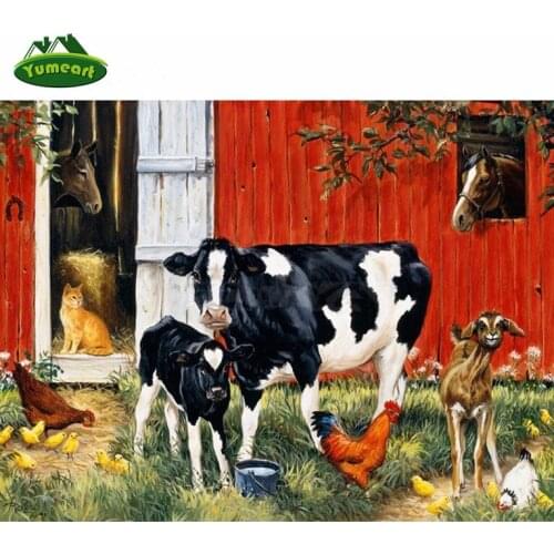 YUMEART Diamond Embroidery 5D DIY Diamond Painting Cow &Cock &Horse &Cat Diamond Painting Cross Stitch Rhinestone Decoration