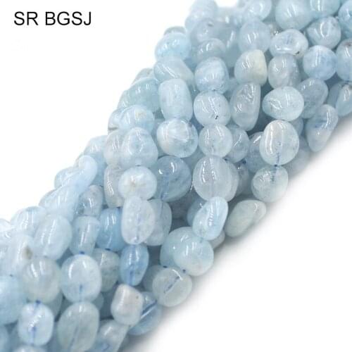 Free Shipping 7-8mm Very Nice Blue Natural Aquamarines Irregularly Freeform Genuine Gems Beads Strand 15"