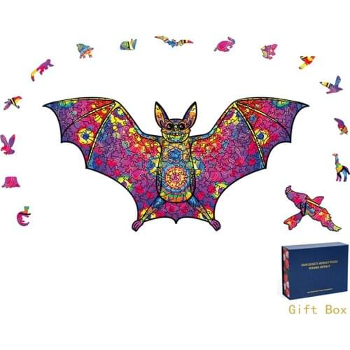 Halloween Festival Carnival Party Bat Pumpkin Witch Monster Flower Unique Animal 3D Wooden Puzzle Adult Jigsaw Gift Wrapping Box