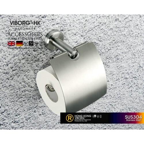 VIBORG Deluxe SUS304 Stainless Steel Wall Mounted Mount Tissue Paper Holder Toilet Paper Roll Holder, brushed