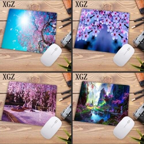 XGZ Purple Flower Blossom Gaming Mouse Pad Mat Art Deco Computer Desk Table Keyboard Mousepad Used Office Size for 22X18CM 25X29