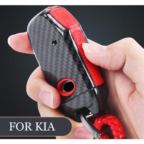 Carbon Fiber Look ABS Car key case cover key shell Holder For Kia Sportage 2018 Car Key Case Holder New Hot Sale