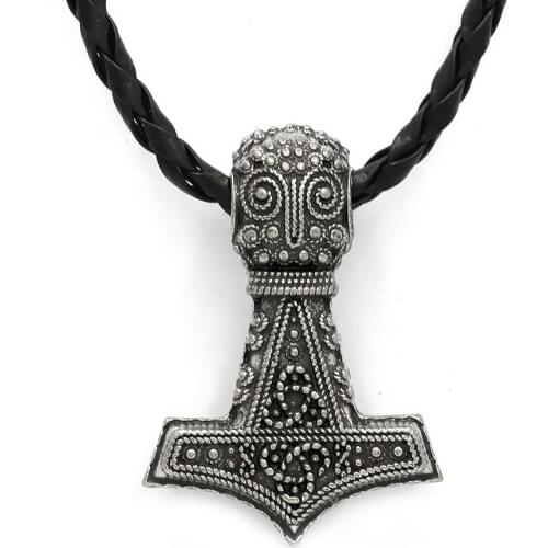 Classic Norse Mythology Viking Power Rune Hammer Metal Pendant Necklace Jewelry
