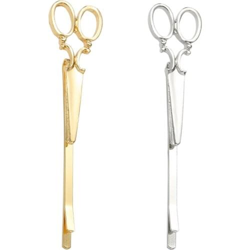 Fashion Women Hot Sale Fashion Women Chic Golden Silvery Scissors Shape Hair Clip Hair Pin Headwear TSLM1