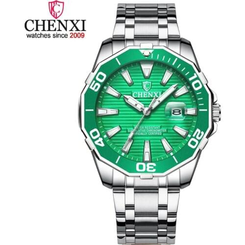 Fashion CHENXI Watch Classic Watch Men Luxury Quartz Stainless Steel Mens Watches Green Dial relogio masculino horloge mannen