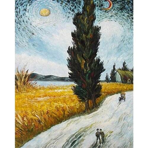 Van Gogh Landscape DIY 11CT Embroidery Cross Stitch Kits Needlework Craft Set Cotton Thread Printed Canvas Home Sale