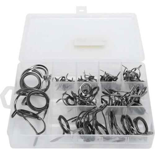 75pcs Sea Fishing Rod Guide Set Tip Repair Kit Mixed 6# -30# Fishing Rod Wire Ring Tip Eye Rings Kit Fishing Accessory