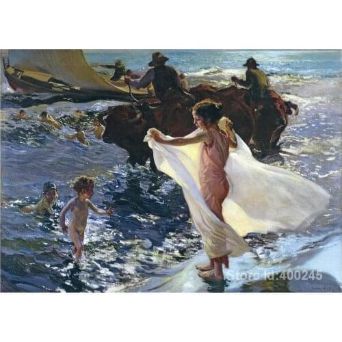 Wall art Bathing Time by Joaquin Sorolla y Bastida decor paintings Hand painted High quality