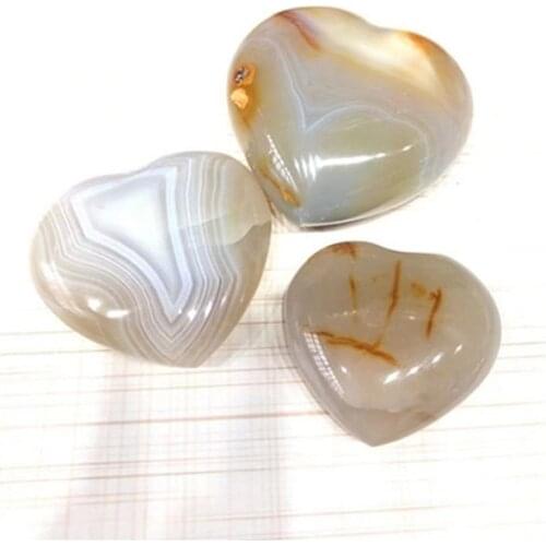 Natural Gray Agate Heart Shaped Crystals Healing Stones For Decoration