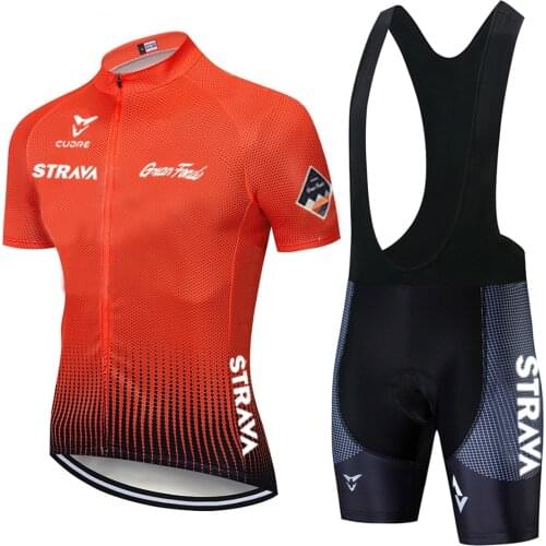 New 2020 BLUE STRAVA Cycling team jersey 9D bike shorts set Quick Dry Mens Bicycle clothes team pro BIKE Maillot Culotte