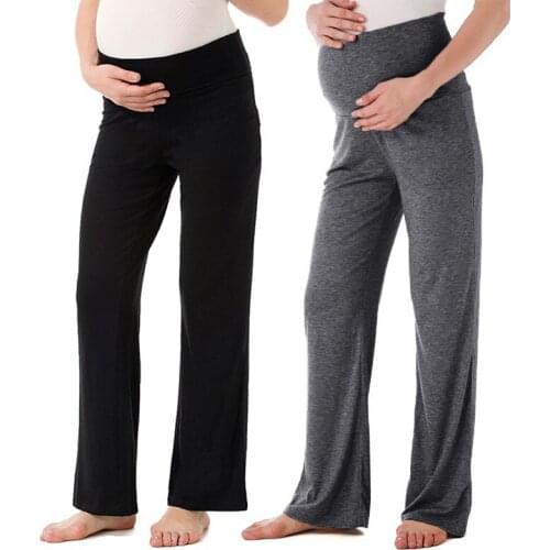 New Pregnancy Pants Cotton Women’s Maternity Wide Leg Mama Pants Versatile Comfy Palazzo Lounge Pants Stretch Pregnancy Trousers