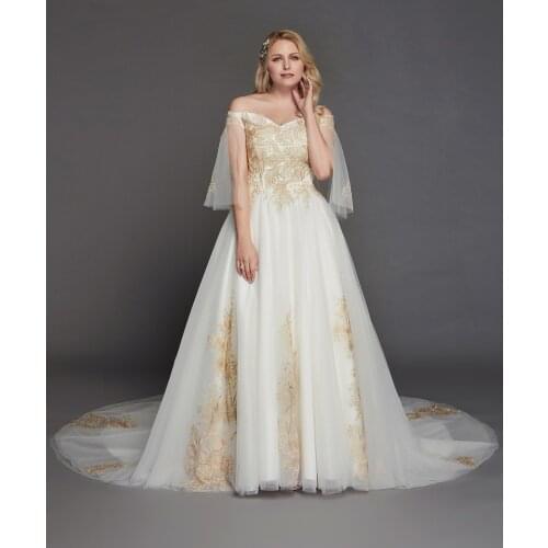 New Way From The Shoulder Halfcap Motherhood Wedding Dress Bridal gown Tip Applique Plus Size Simple Ballgown Robe De mariee