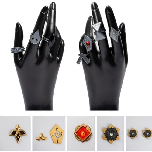 New Style Anime Jewelry Game Genshin Impact Hu Tao Cosplay Accessories Project Characters Props Ring Gift Box Set Kids Toys