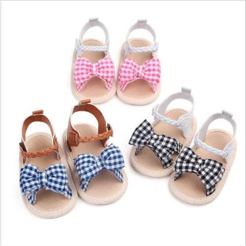 Fashion Summer Baby Shoes Soft Sole Infants Crib Shoes Anti-slip Newborn First Walkers Cute Plaid Boys Girls Shoes