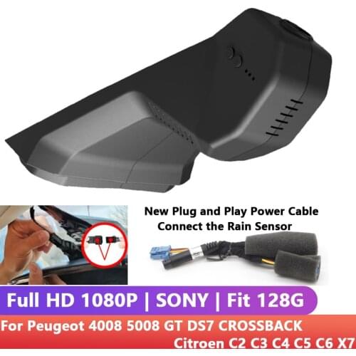 Plug and play Car Wifi DVR Dash cam Control by Mobile Phone App For Peugeot 4008 5008 GT DS7 CROSSBACK Citroen C2 C3 C4 C5 C6 X7