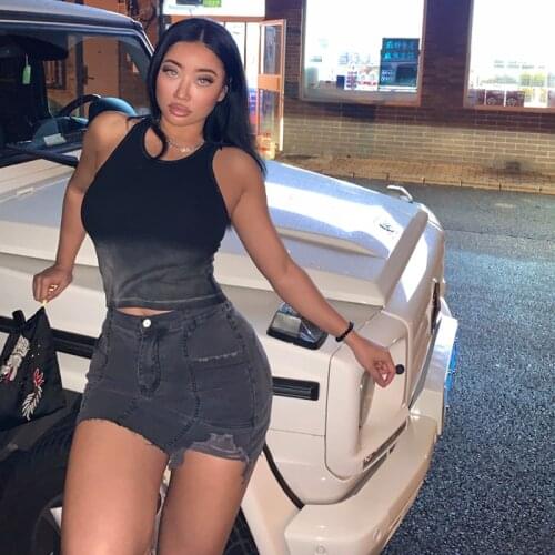 4-color tie-dye gradient street style slim-fitting thread name stitching sleeveless vest Tee 21.6