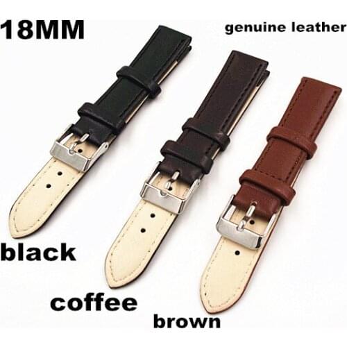 Wholesale 30PCS / lot High quality 18MM watch band Genuine leather Watch strap brown , coffee ,black color 3 color available