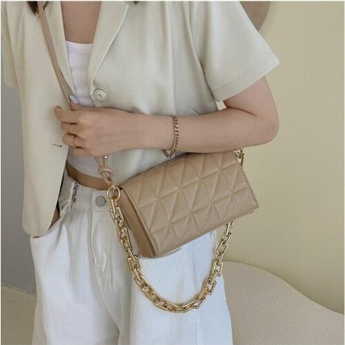 Luxury Square Flap Shoulder Bag PU Solid Crossbody Bags Fashion Brand Handbags New Vintage Lady High Quality Messenger Bags