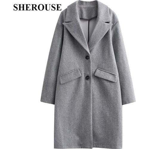 Женские серые пальто Sherouse China At AliExpress
