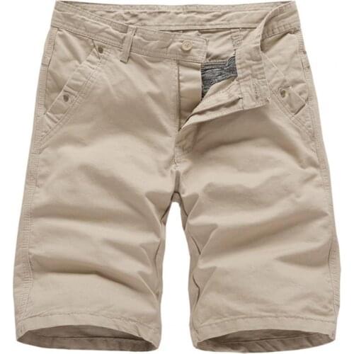 Men Shorts Casual Solid Color Multi Pockets Mid Rise Knee-length Straight Trousers for Work Summer fashion Shorts Mens Clothing