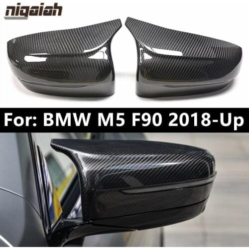 Dry Carbon Fiber Side Door Mirror Cover for BMW M5 F90 2018 2019 2020 LHD Rearview Mirror Caps Add On Style OEM Fitment Housing