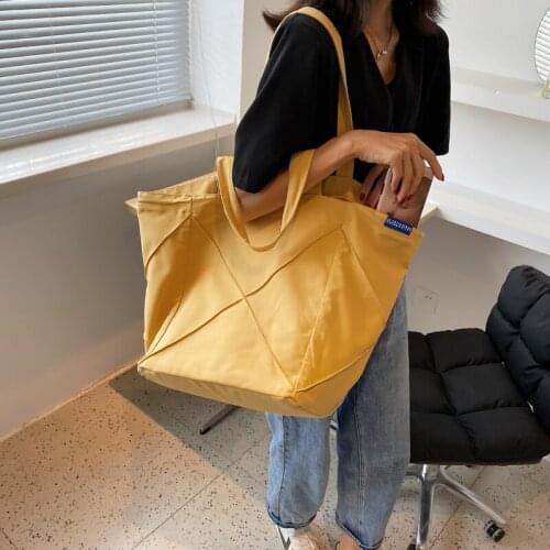 Cotton Fabric Shoulder Bags Large Capacity Canvas Totes Solid Black Big Packages Japanese and south Korean style Shopping Bags