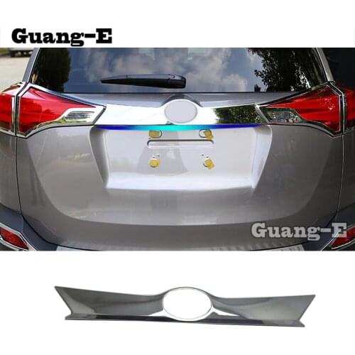 High Quality For Toyota RAV4 2014 2015 2016 Car Body Detector ABS Chrome Rear Door Tailgate Frame Plate Moulding Trim Lamp 1pcs