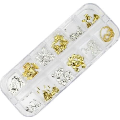 Nail Art Alloy Studs Seaside Decorations Sea Shell Star Feathers Charm Metal Frame Rivets For Nail Sequin Silicone Mold Tools