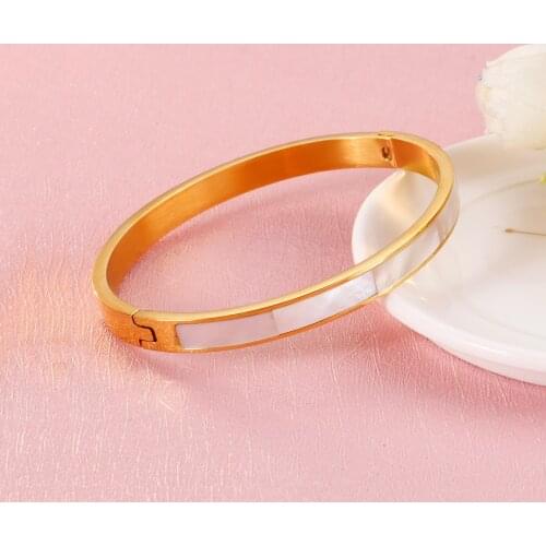 62mm Lady Bangle Silver Color Rose Gold Elegant Stainless Steel Bracelet For Women