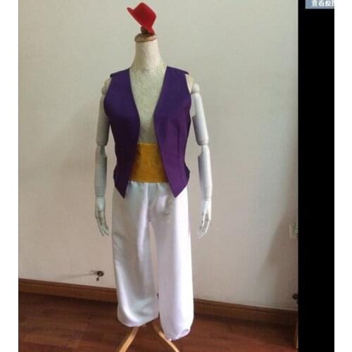 Aladdin Magic Lamp Prince Aladdin Halloween adult men cospaly Costumes Purple Vest White Pants Classic Prom Dress Up