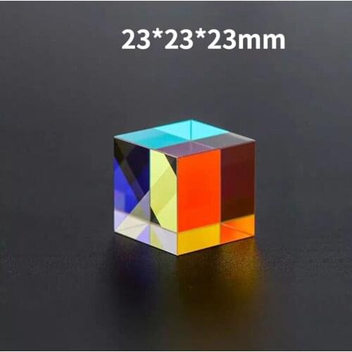 1pcs Prism Six-Sided Bright Light Combine Cube Prism Stained Glass Beam Splitting Prism Optical Experiment Instrument 23*23*23mm