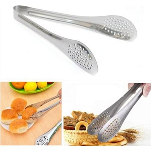 1pc Stainless Steel Food Tongs Kitchen Utensils Buffet Cooking Tool Anti Heat Bread Clip Pastry Clamp Barbecue Kitchen Steel