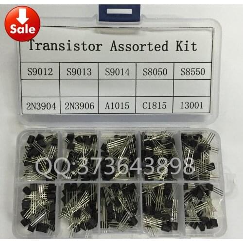 10value 200PCS S9012 S9013 S9014 S8050 S8550 2N3904 2N3906 A1015 C1815 13001 Transistor Assortment Kit Transistors Box Pack