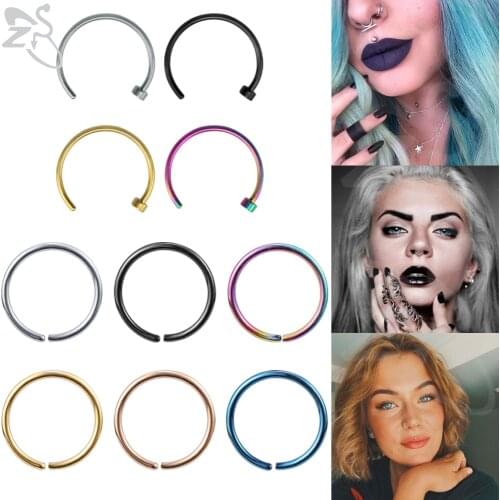 20g Colorful Stainless Steel Nose Septum Rings Ear Tragus Conch Helix Cartilage Piercing Rings Lip Labret Nostril Body Piercing