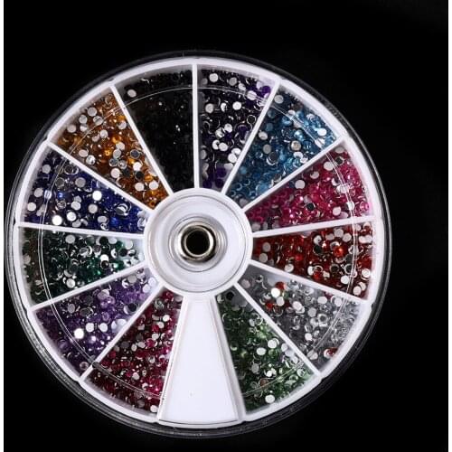 3D Various Color Acrylic Glitter Rhinestone for DIY Nail Art Decorations Flat Bottom Nail Accessories Design Wheel Ongles 1.5mm