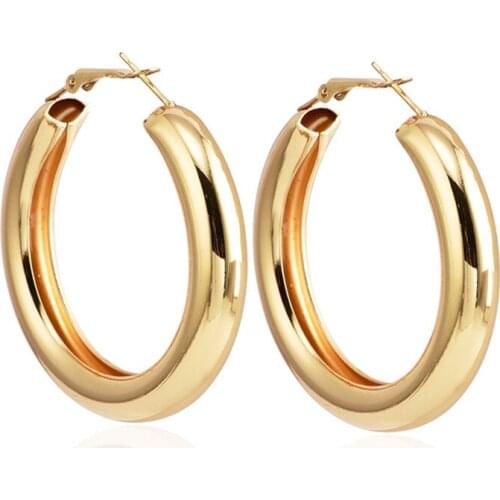50MM New Fashion Golden Color Hoop Earrings For Women Statement Punk Earrings 2018 Brinco Jewelry Wholesale Gift