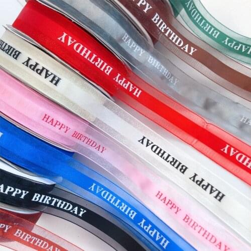 50 Yards) 25mm Happy Birthday Organza Ribbon Gift Wrapping Birthday Party Decoration Ribbon gift box Ribbon 11 colors