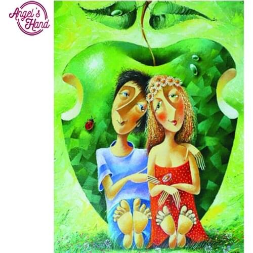 Full square diamond 5D DIY diamond embroidery Apple couple diamond painting Cross Stitch Rhinestone mosaic decoration CX