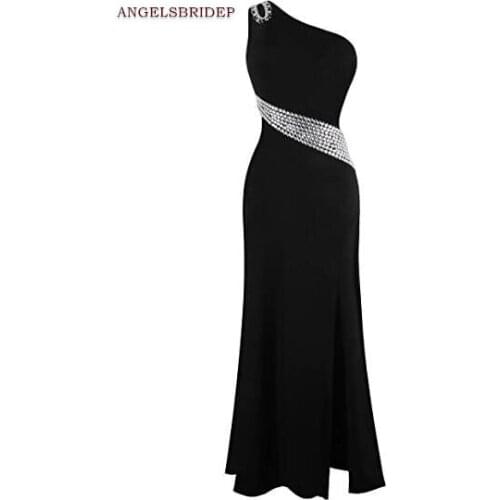 ANGELSBRIDEP One-Shoulder Mermaid Evening Party Gown Sexy Side Split Crystal Sparkly Vestidos de festa Formal Prom Dress Hot